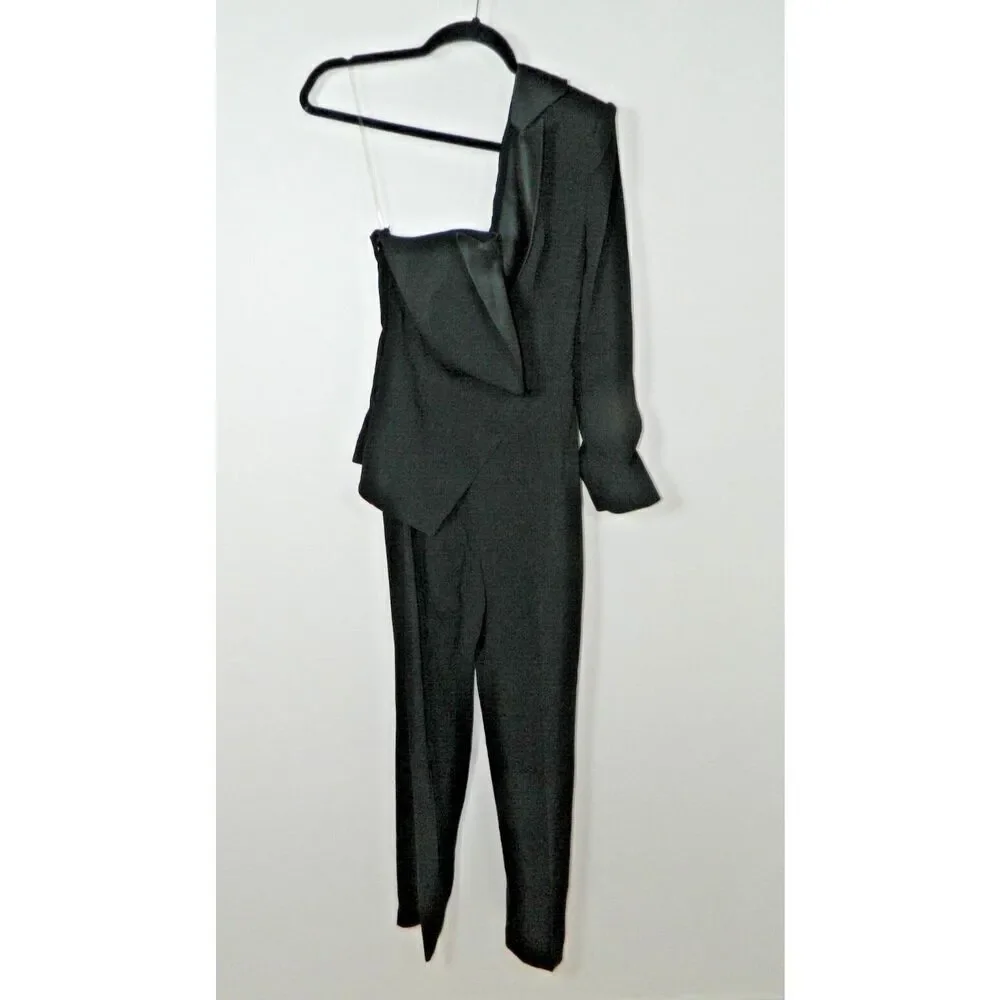 HOUSE OF CB Jumpsuit Size Small Black One‎ Sleeved Rosaria Tuxedo Style